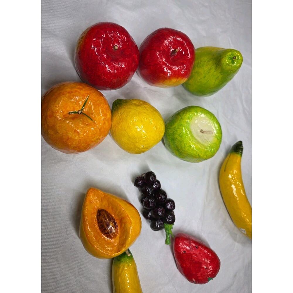 Vintage Paper Mache Fruit Decorative Folk Art Hand Crafted Apple Grapes 11 pc - Picture 11 of 15